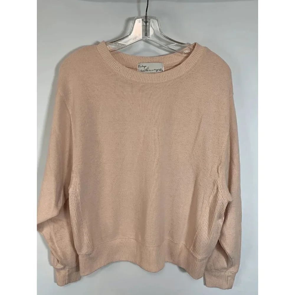 Vintage Havana Women's Soft Knit Sweater Long Sleeve Crew Neck Peach Small